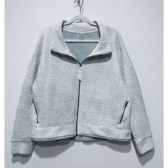Calia Jacket Womens XL Heather Gray Bubble Cloud Zip Up Yoga Working Walking - Picture 1 of 5